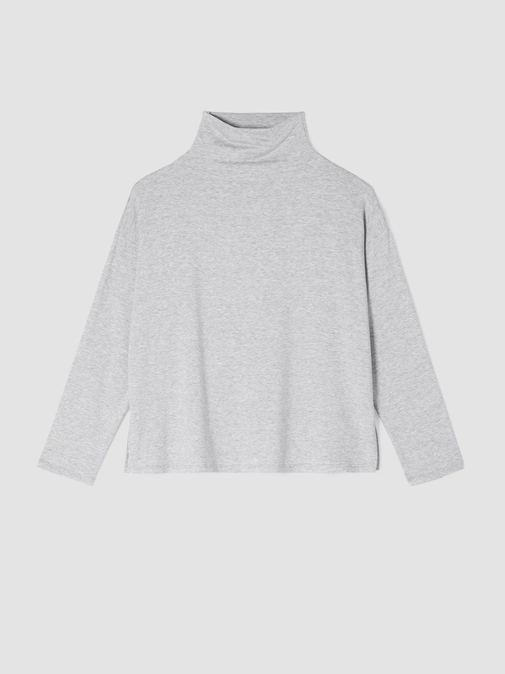 Cozy Brushed Terry Funnel Neck Box-Top