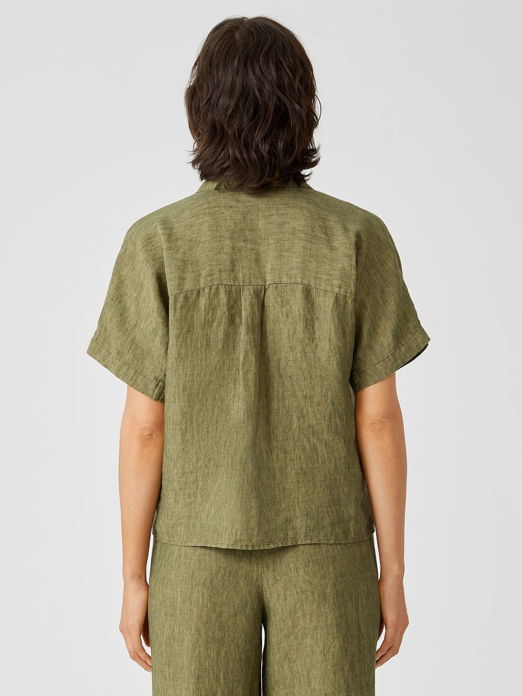 Washed Organic Linen Delave Short-Sleeve Shirt