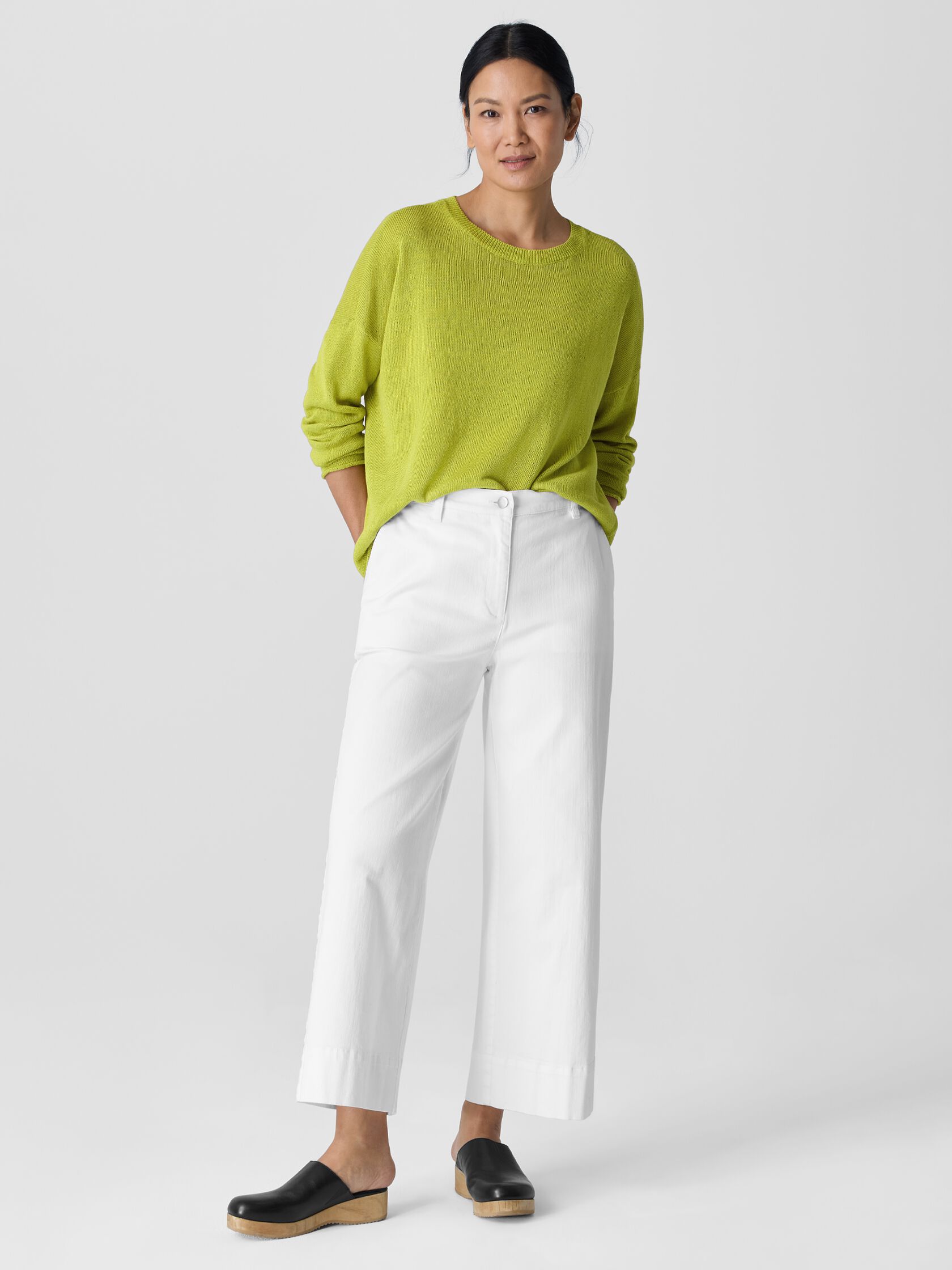 Organic Linen Cotton Cord Crew Neck Top