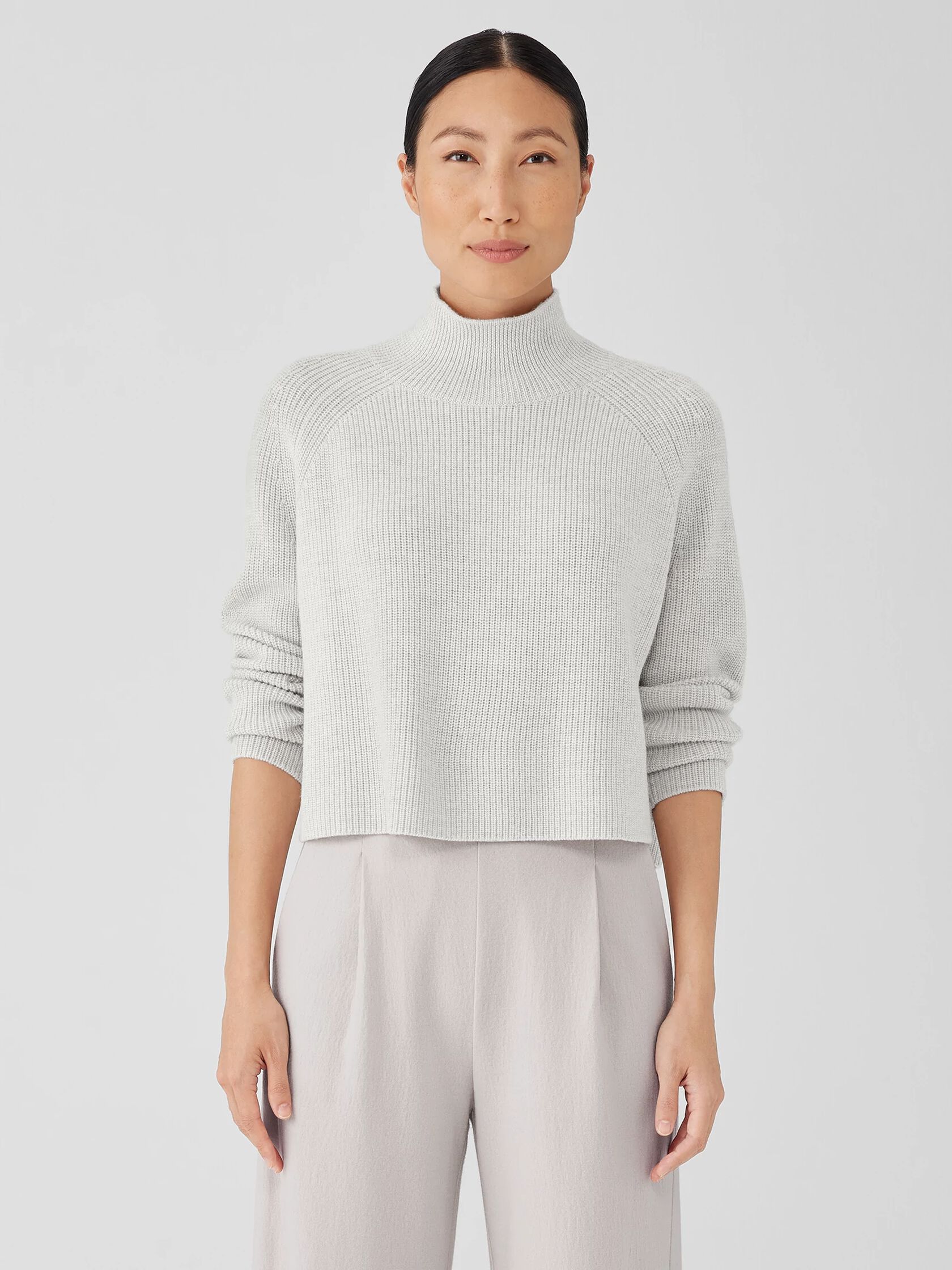 Merino Cropped Turtleneck Top in Regenerative Wool