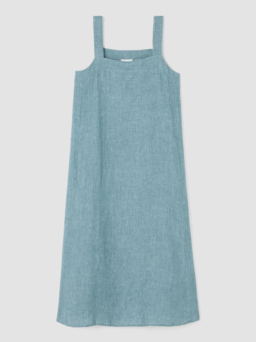 Washed Organic Linen Délavé Square Neck Dress