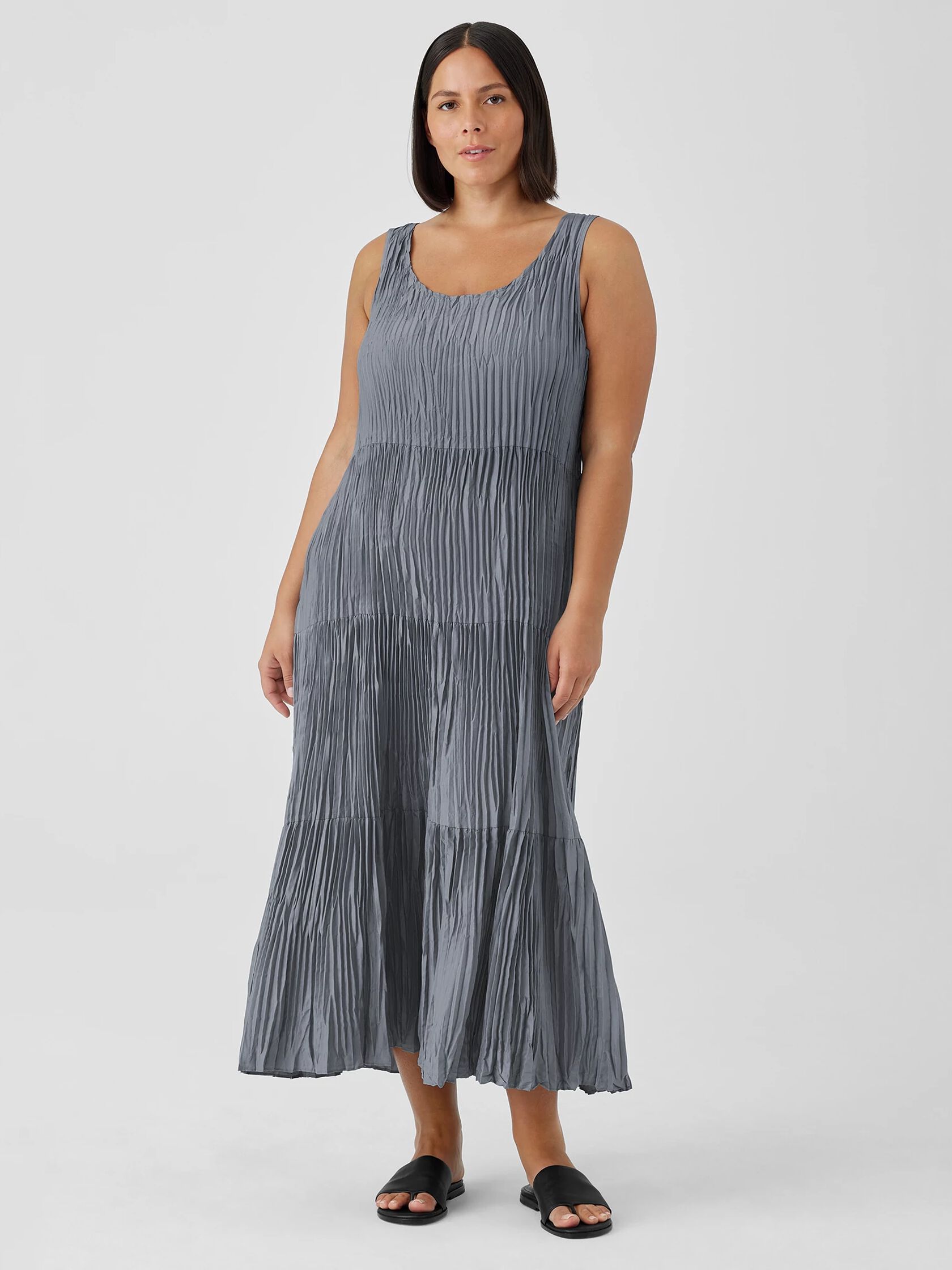 Crushed Silk Tiered Dress