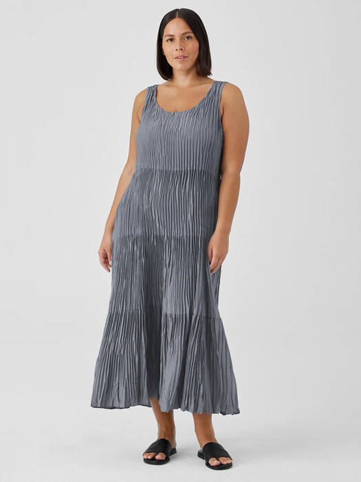 Crushed Silk Tiered Dress | EILEEN FISHER Crushed Silk Tiered Dress | EILEEN FISHER