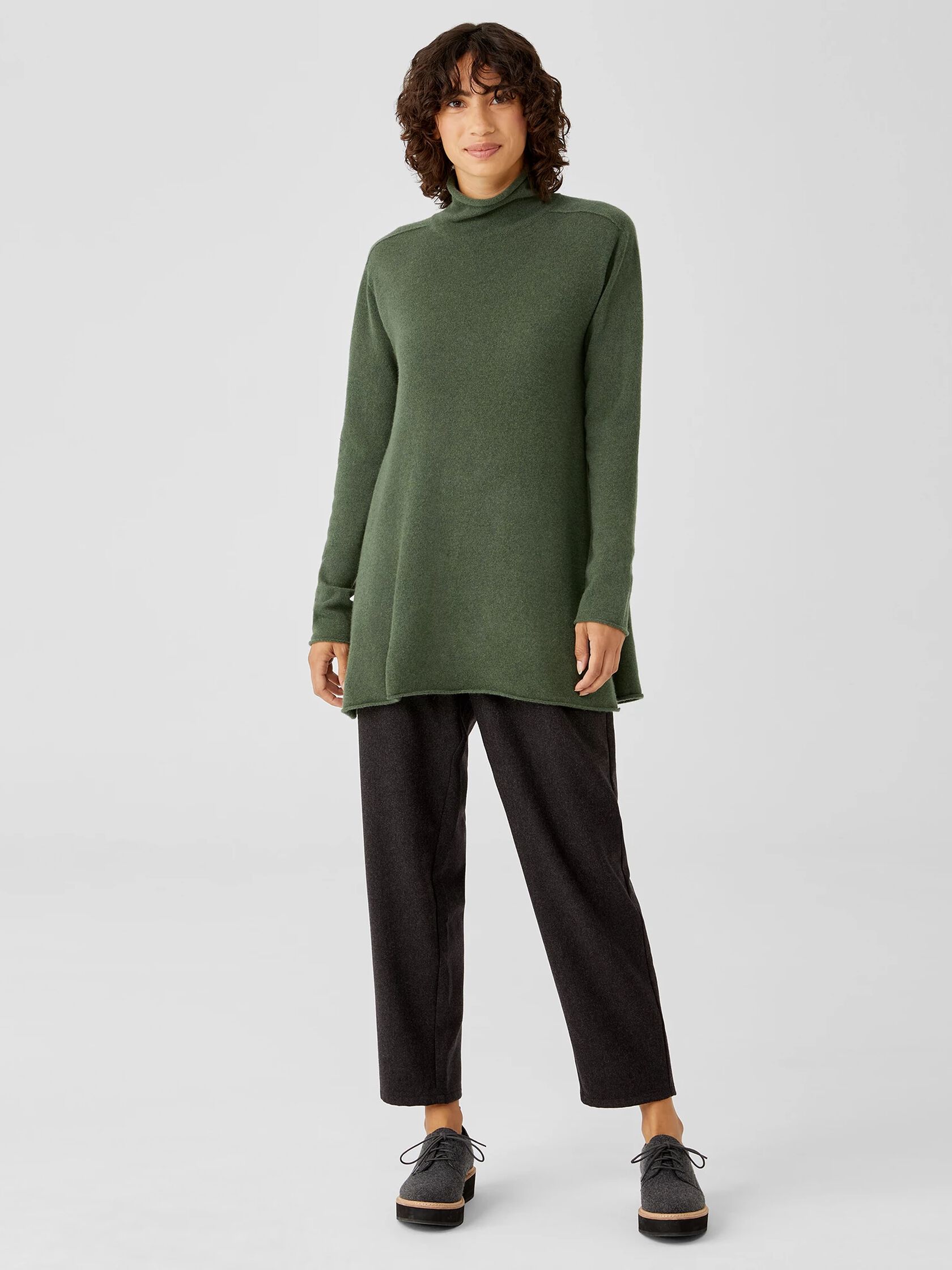 Italian Cashmere Turtleneck Long Top