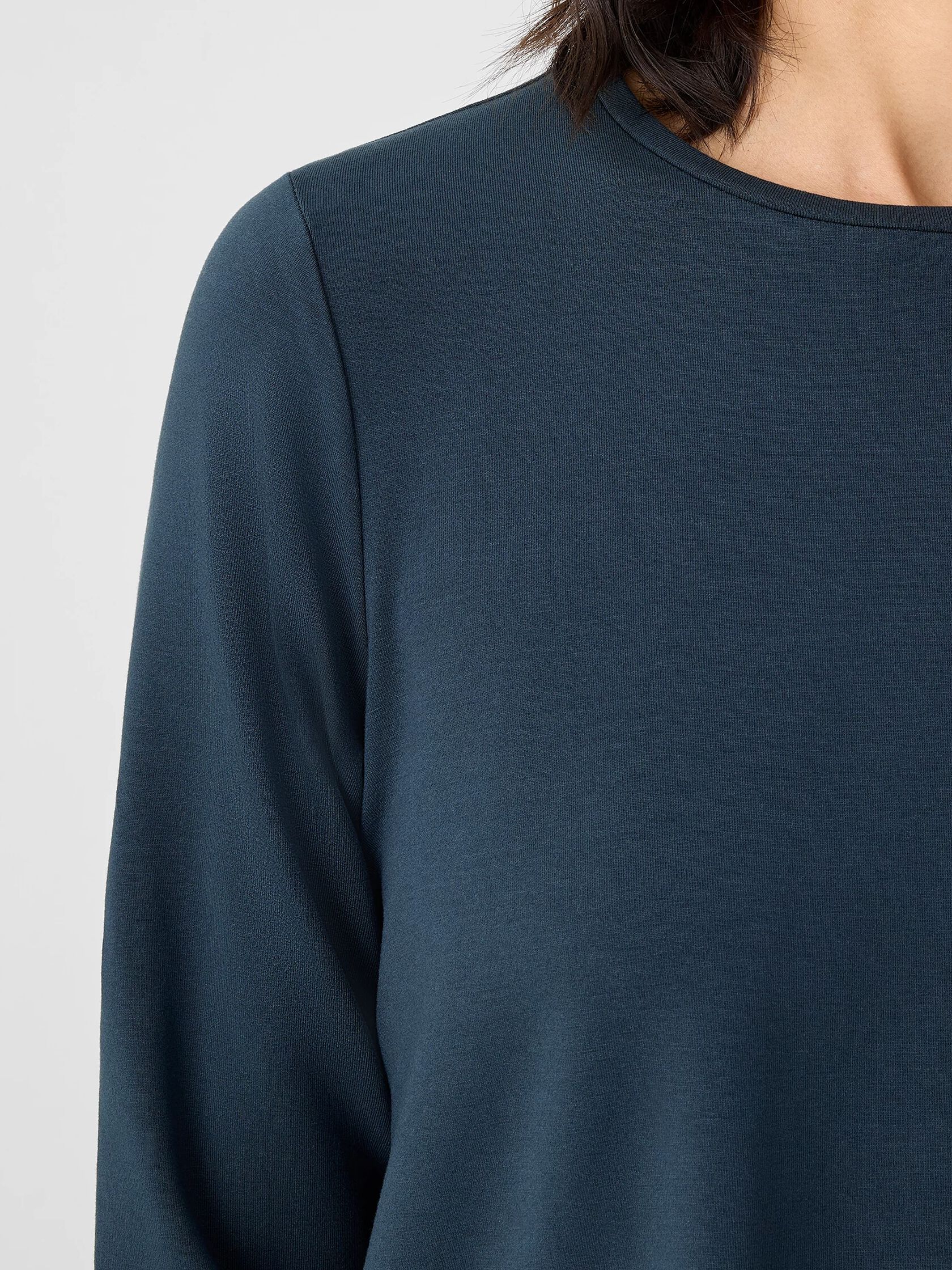 Stretch Jersey Knit Crew Neck Top