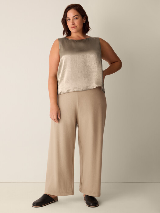 Textured Satin Ballet Neck Tank