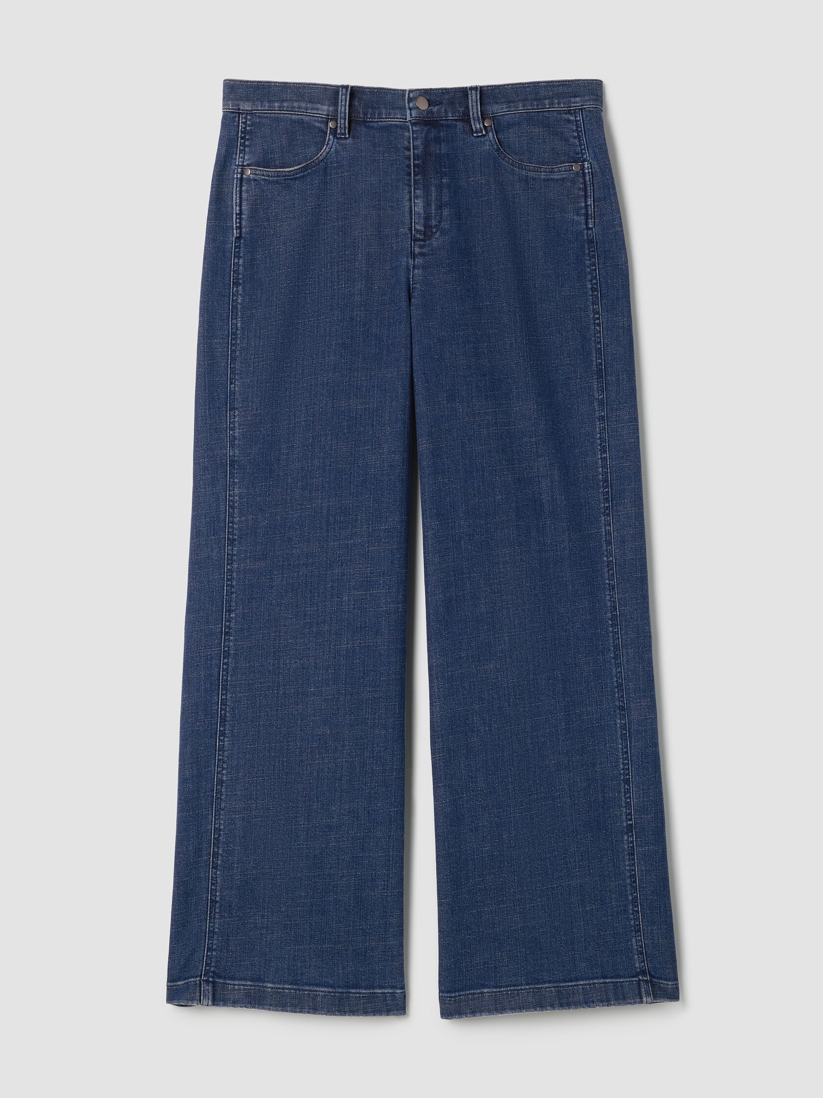 Cotton Stretch Denim Wide-Leg Jean