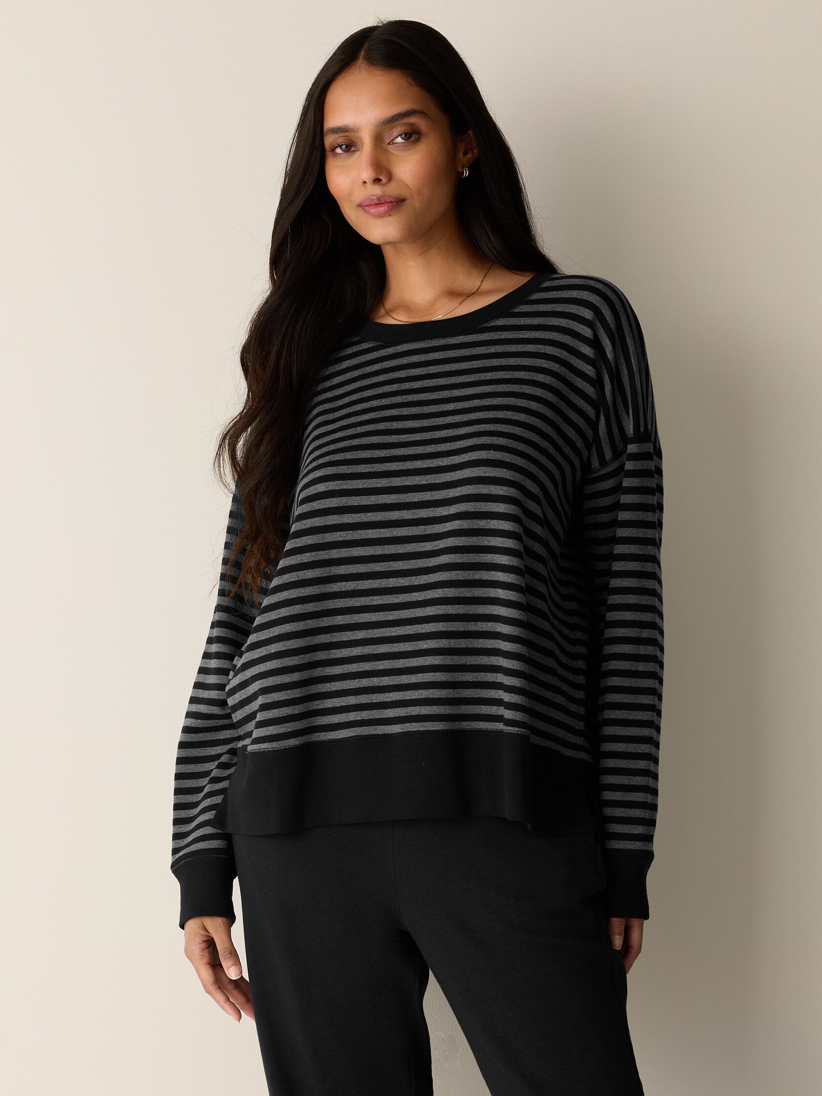 Striped Cozy Brushed Terry Box-Top