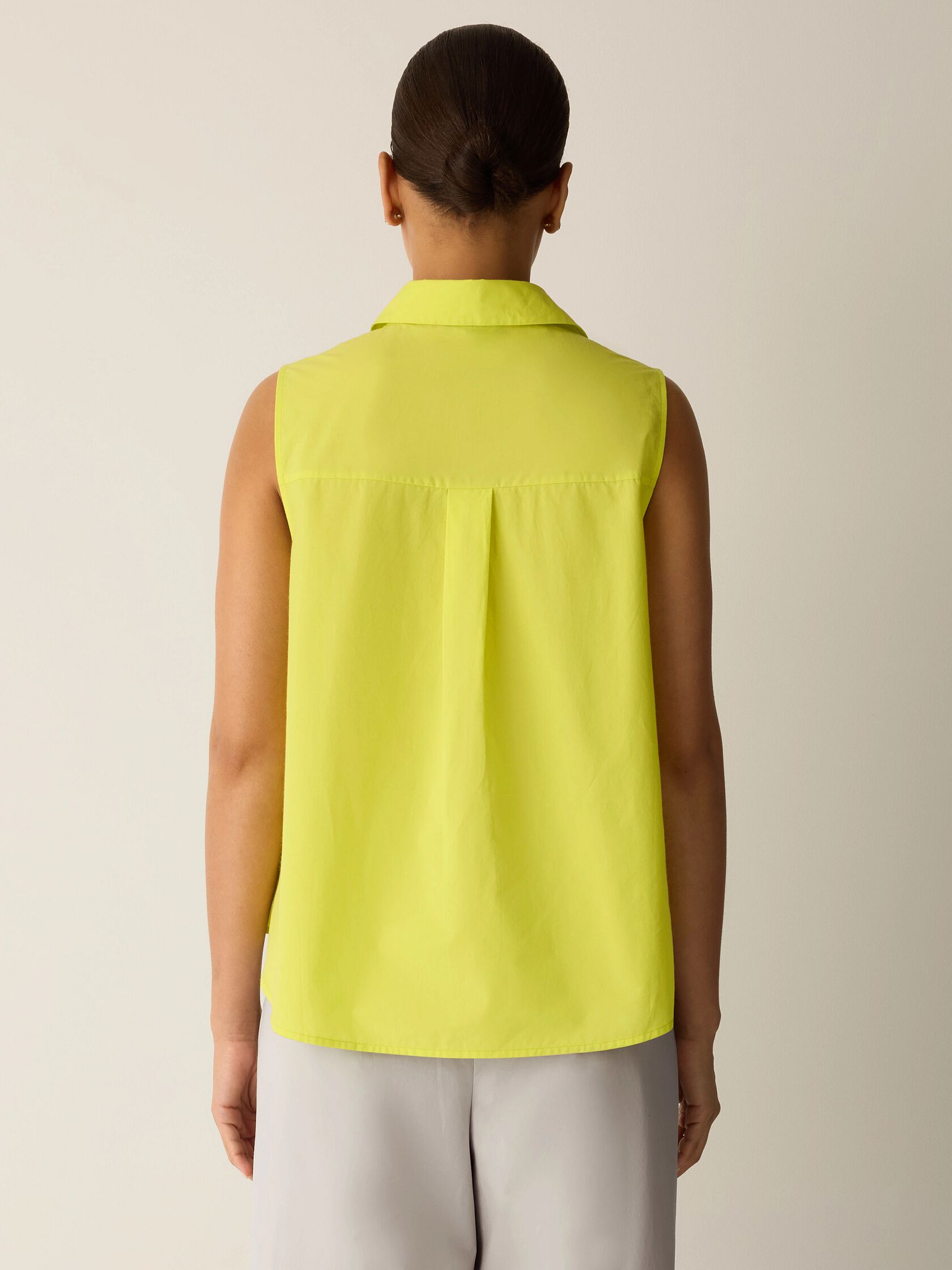 Organic Cotton Poplin Classic Collar Sleeveless Shirt