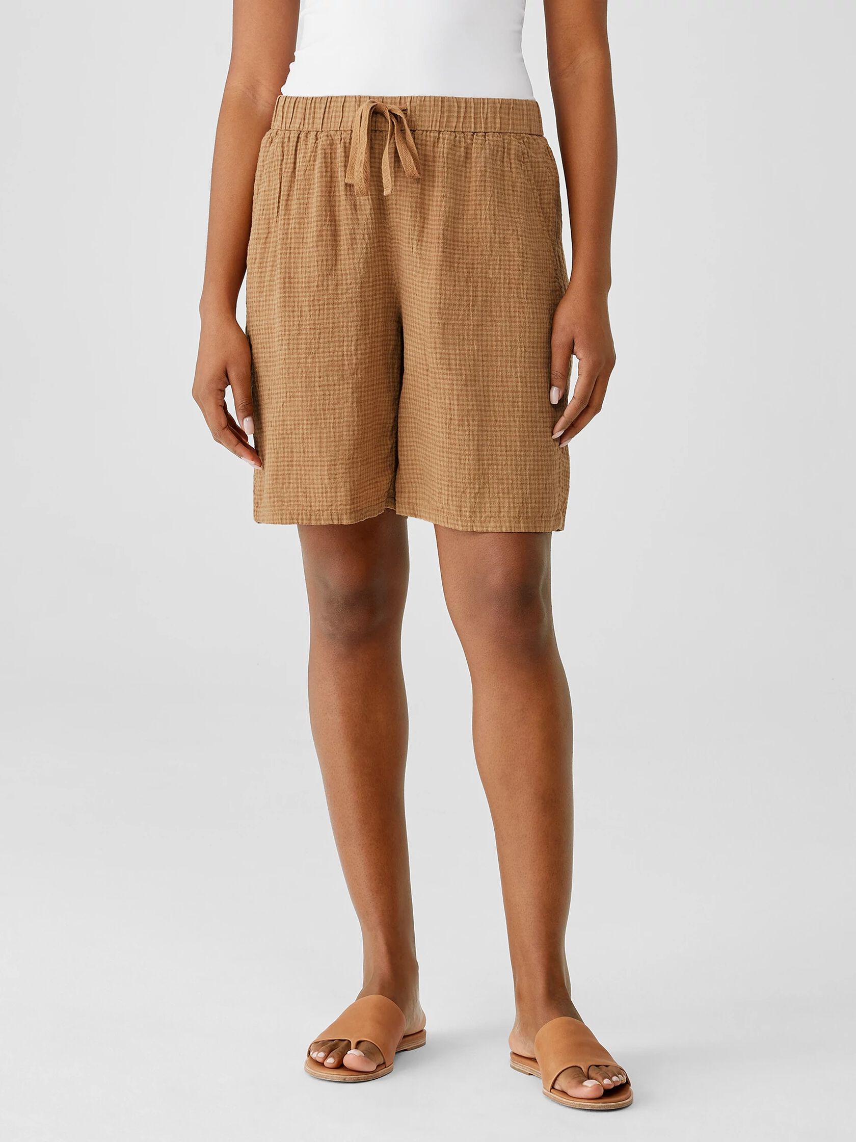 Puckered Organic Linen Shorts