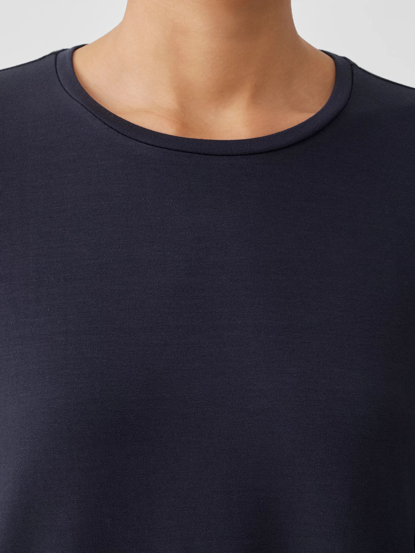 Stretch Jersey Knit Crew Neck Top