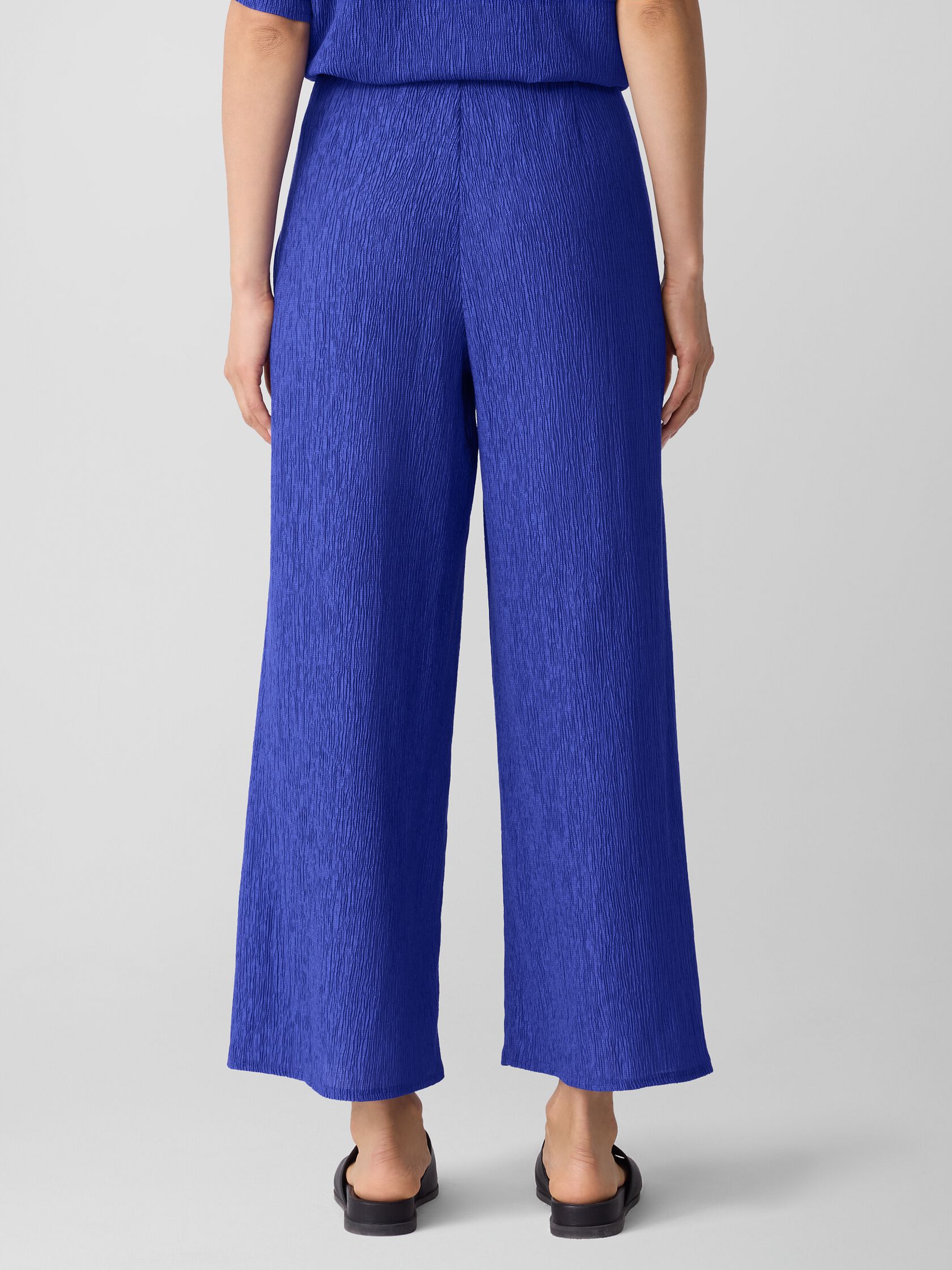 Woven Plissé Wide-Leg Pant