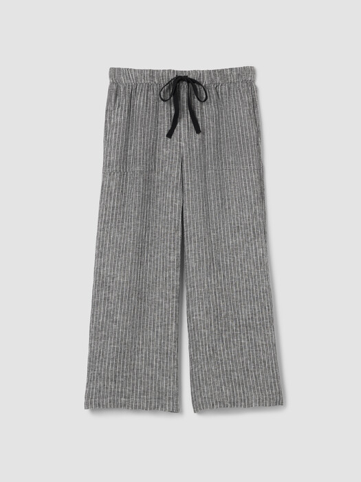 Puckered Organic Linen Wide-Leg Pant