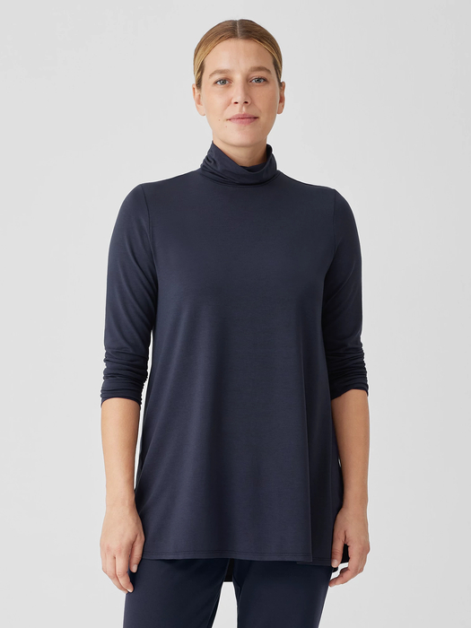 Fine Jersey Scrunch Neck Long Top