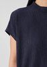 Woven Plissé Mock Neck Top