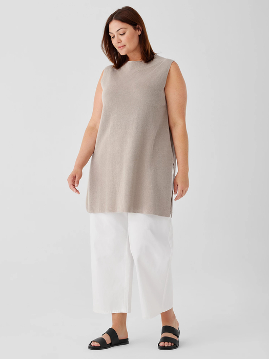 Organic Linen Cotton Funnel Neck Top