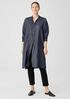 Washed Silk Tussah Mandarin Collar Shirtdress