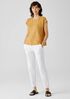 Organic Linen Jersey Shirred-Back Top
