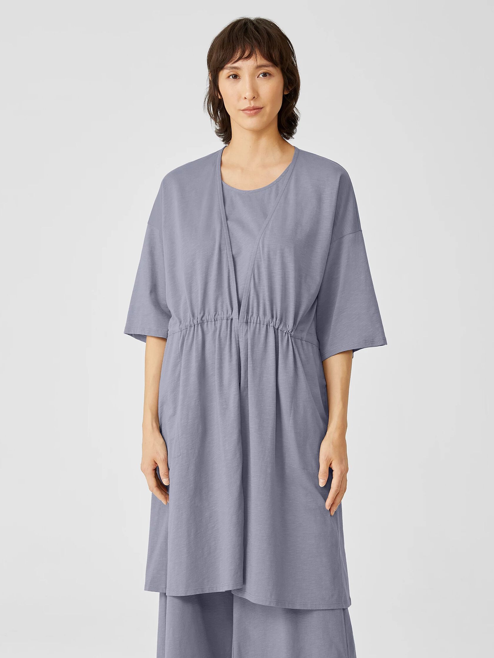 Slubby Organic Cotton V-Neck Sleep Robe