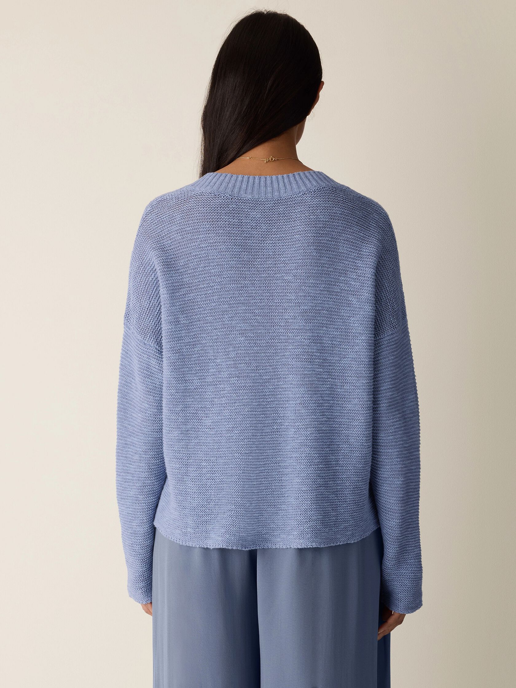 Organic Linen Cotton Slub V-Neck Top