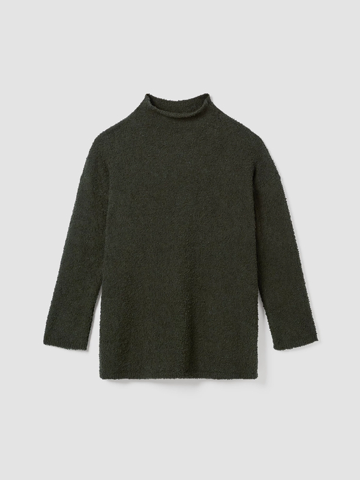 Cotton Boucle Mock Neck Top