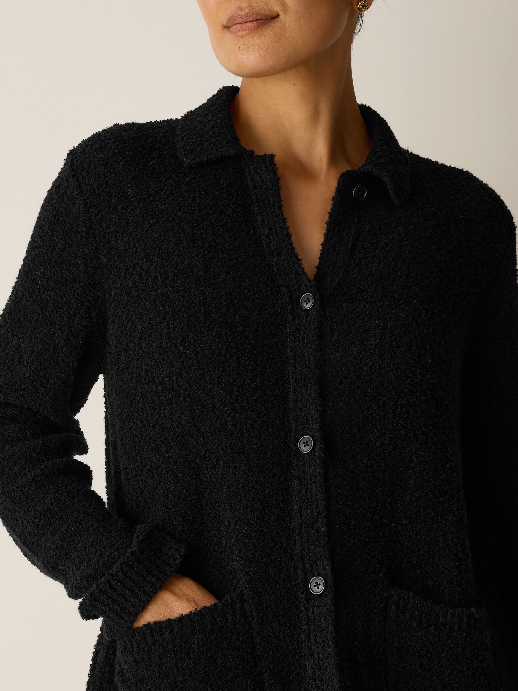 Organic Cotton Fluff Classic Collar Cardigan