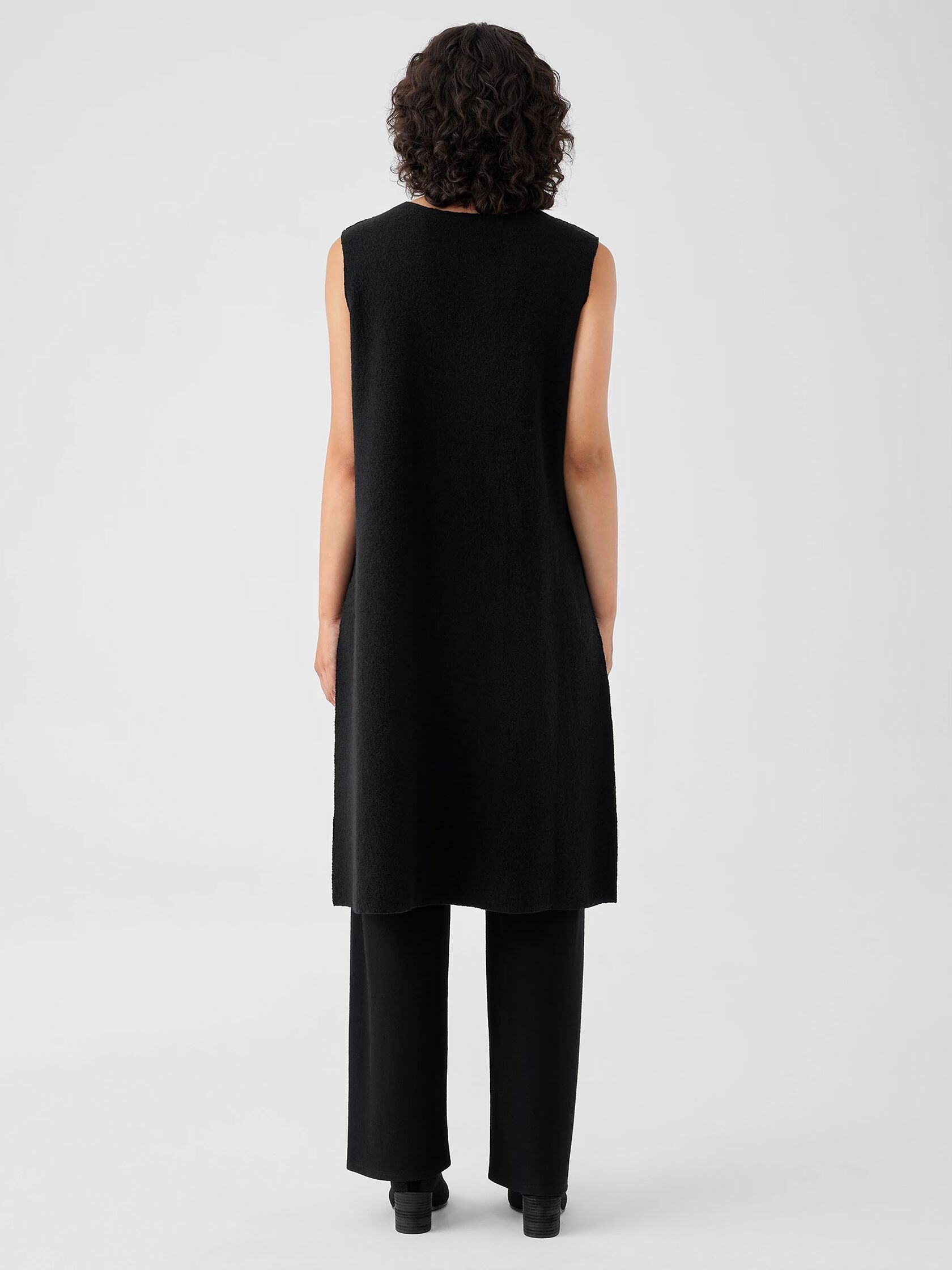 Lightweight Boiled Wool Bateau Neck Long Top in Regenerative Wool