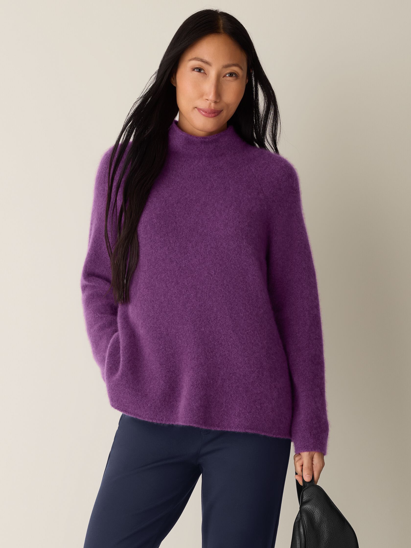 Cashmere Silk Boucle Bliss Turtleneck Top