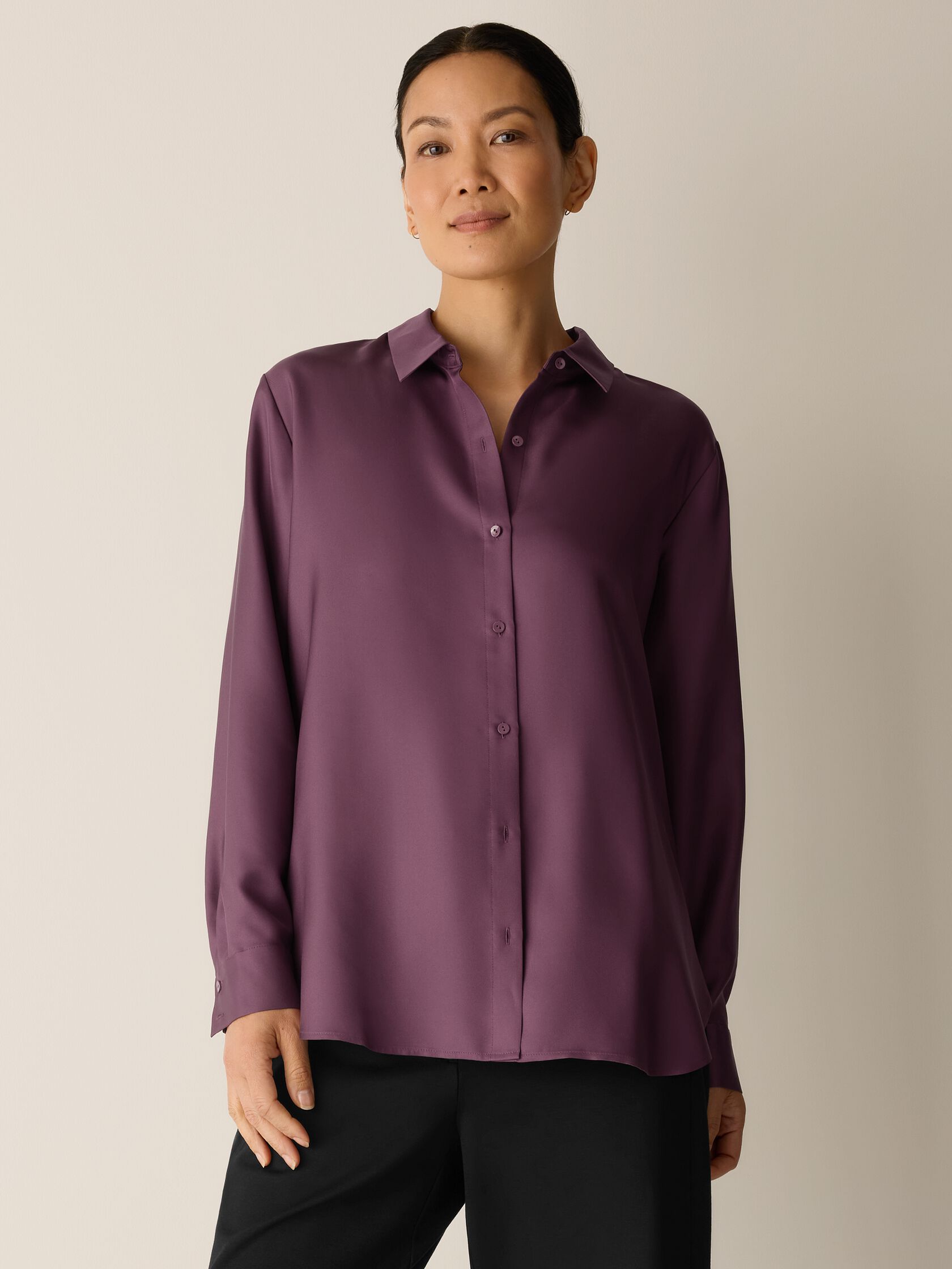 Silk Twill Classic Collar Shirt