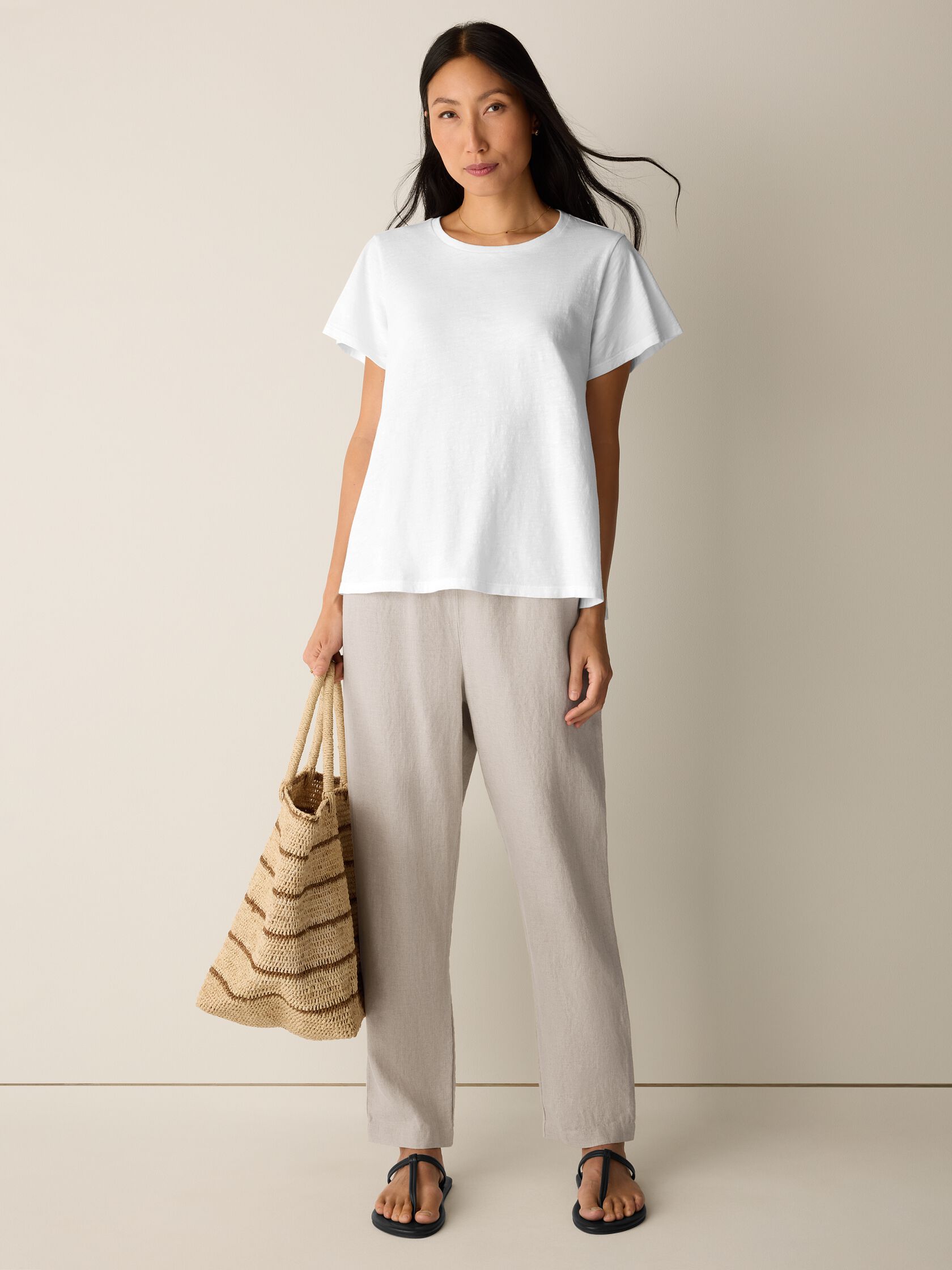 Organic Cotton Slubby Jersey Crew Neck Tee