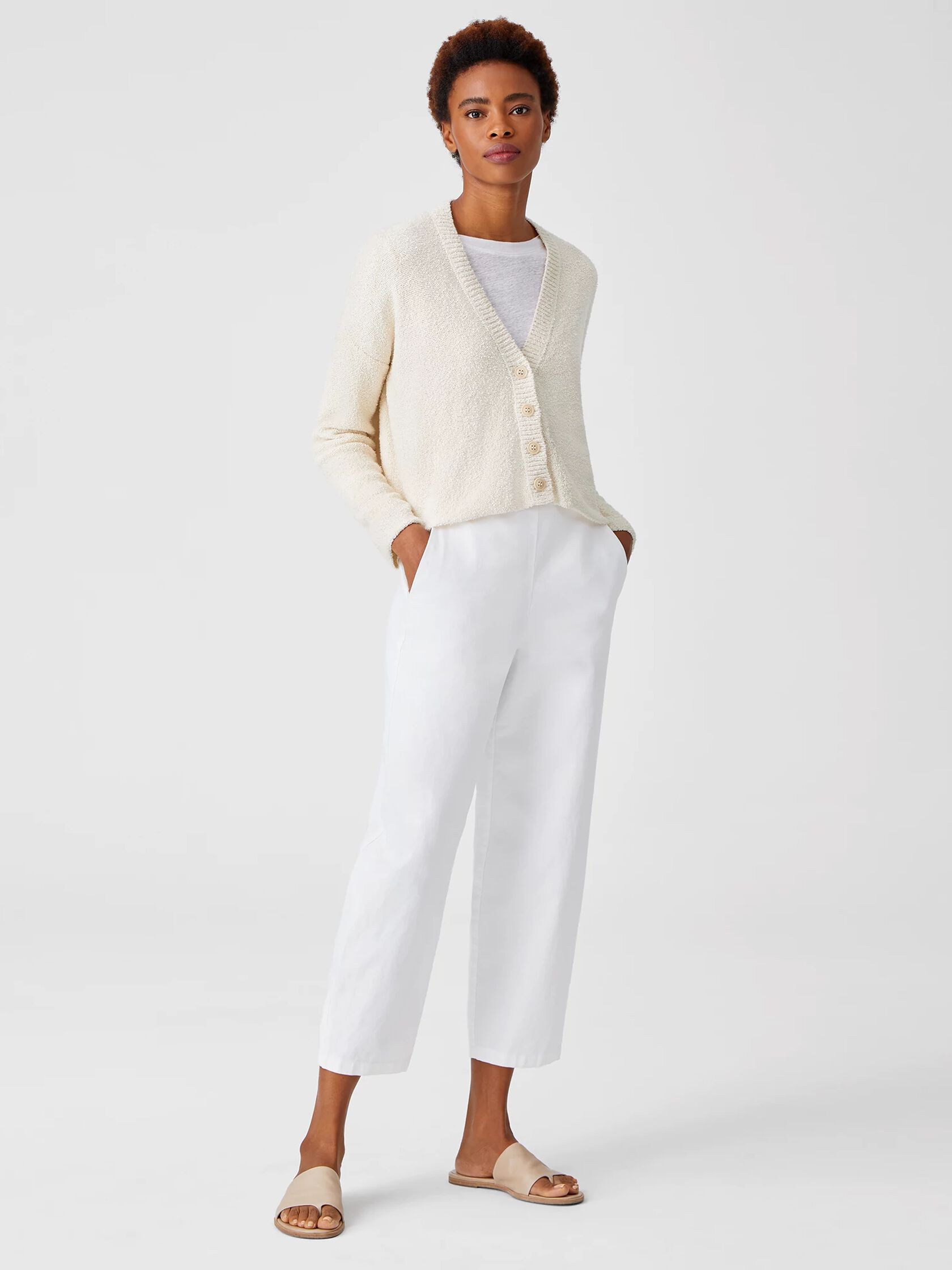 Peruvian Organic Cotton Boucle Cardigan