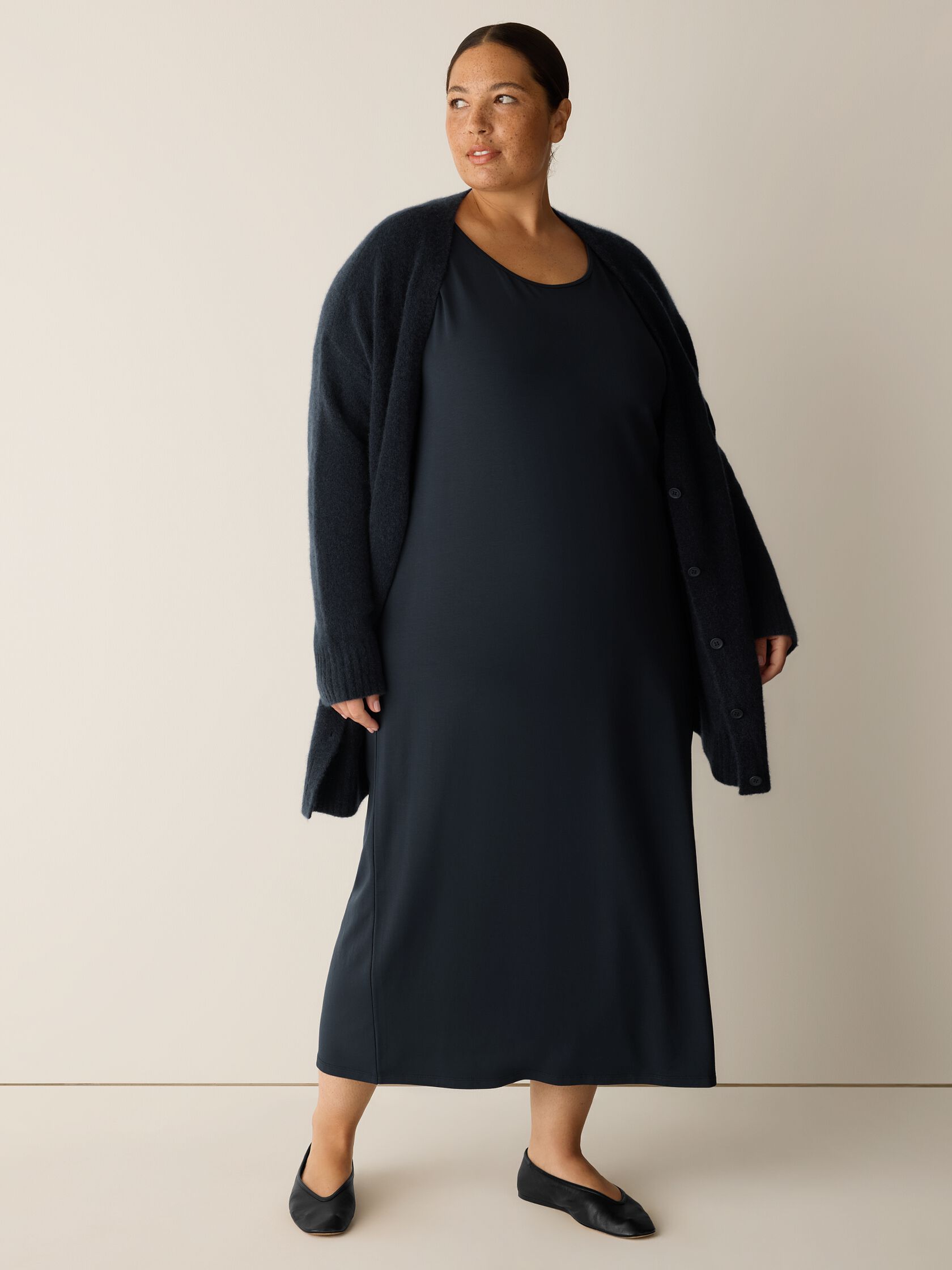 Stretch Jersey Knit Scoop Neck Dress