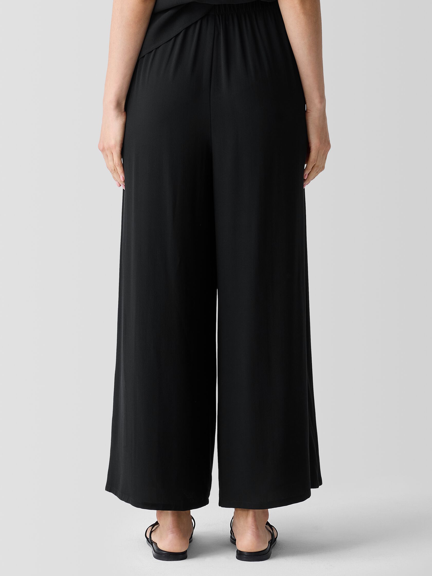 Silk Georgette Crepe Wide-Leg Pant