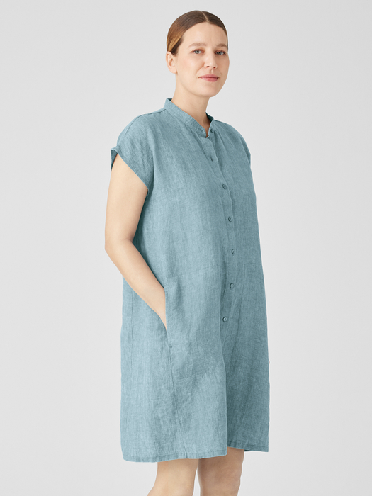 Washed Organic Linen Delave Shirtdress