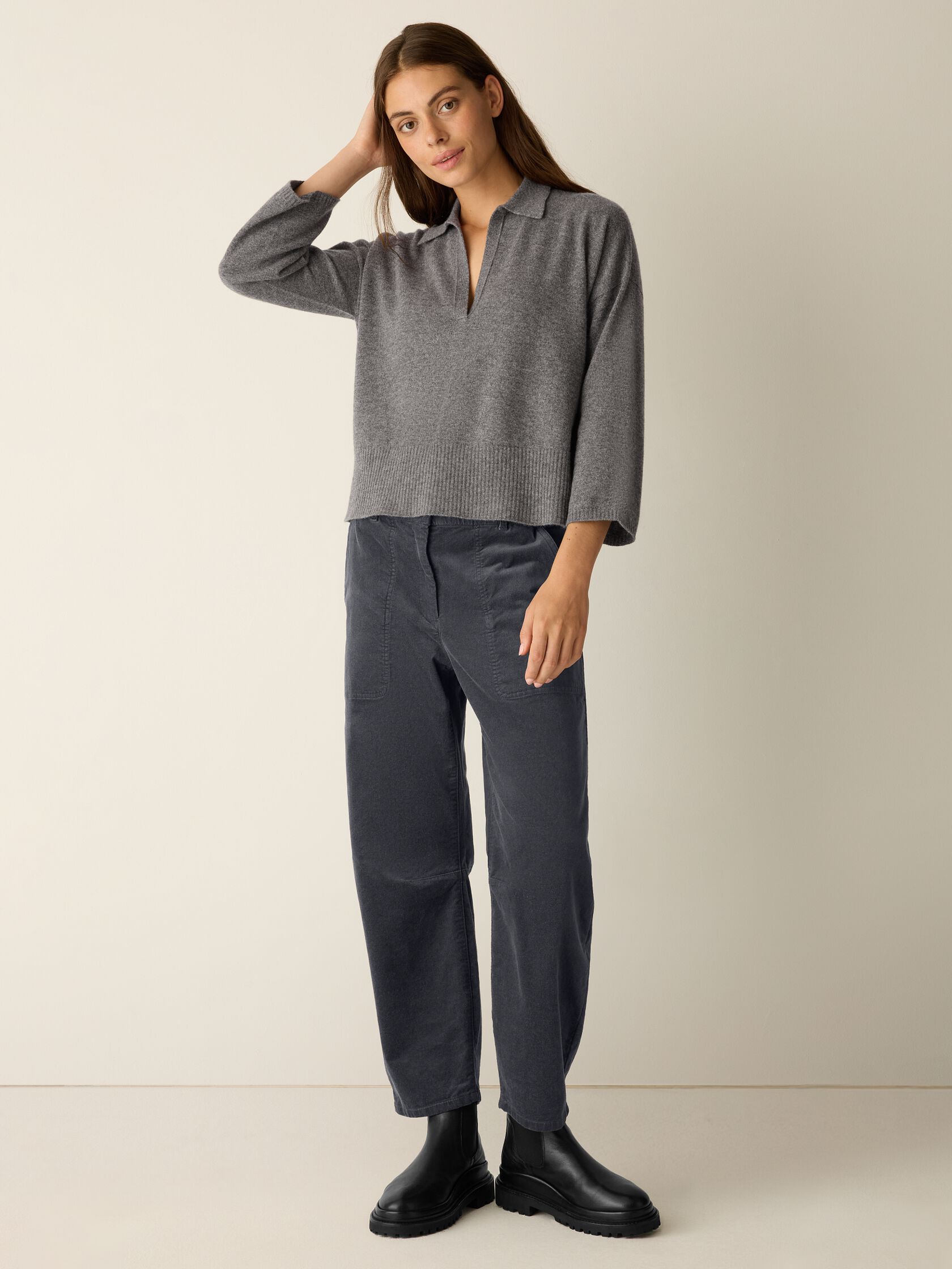 Italian Cashmere Split Neck Top