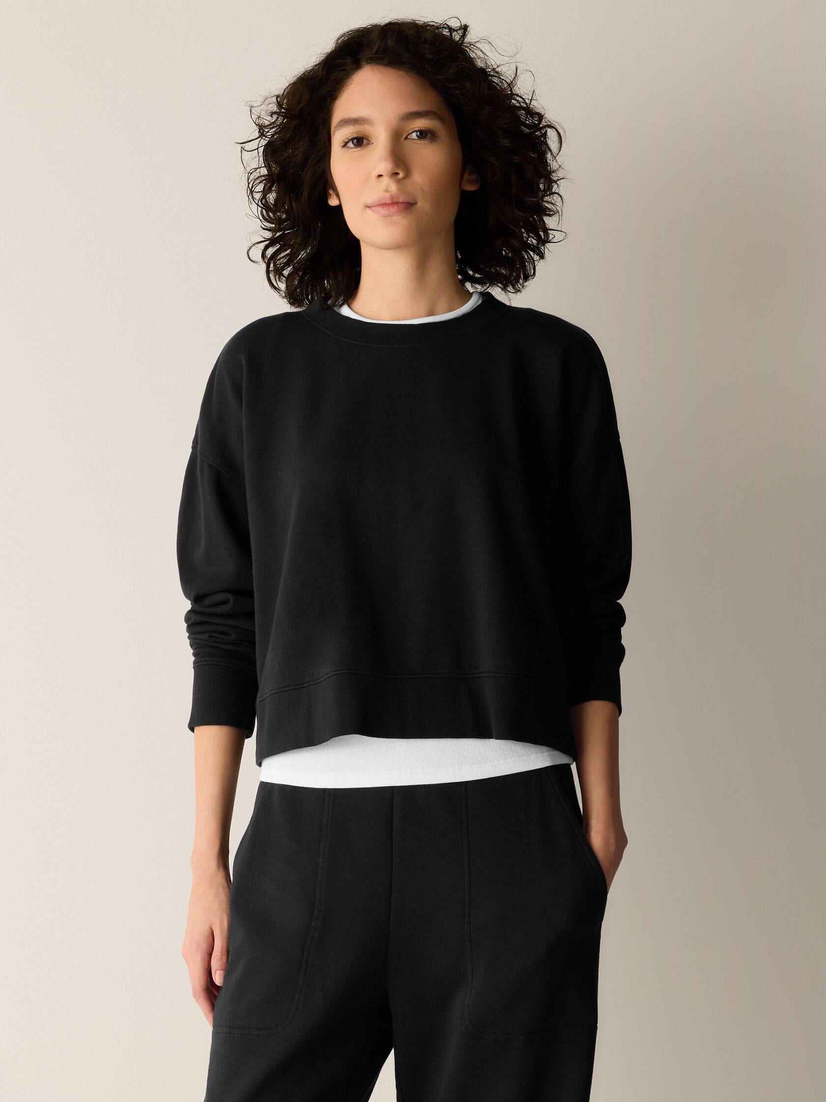Garment-Dyed Organic Cotton Terry Cropped Box-Top