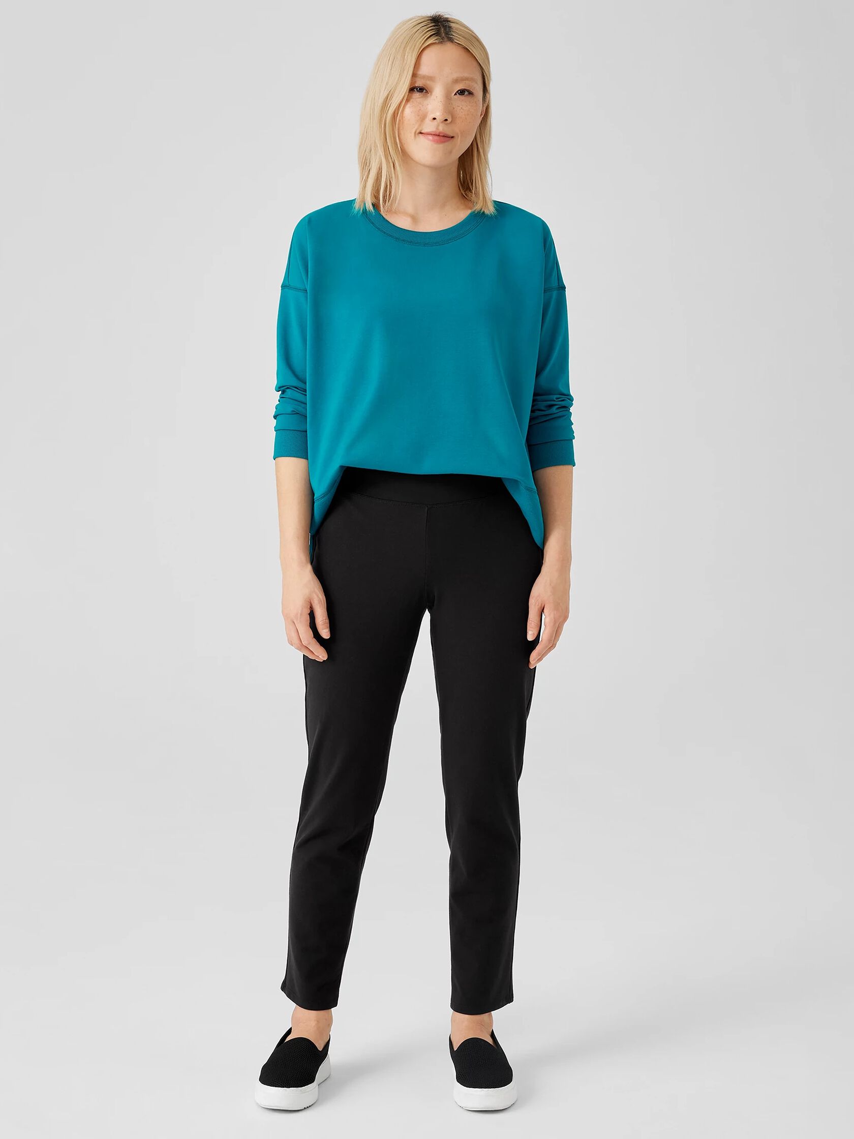 Pima Cotton Stretch Jersey High-Waisted Pant | EILEEN FISHER