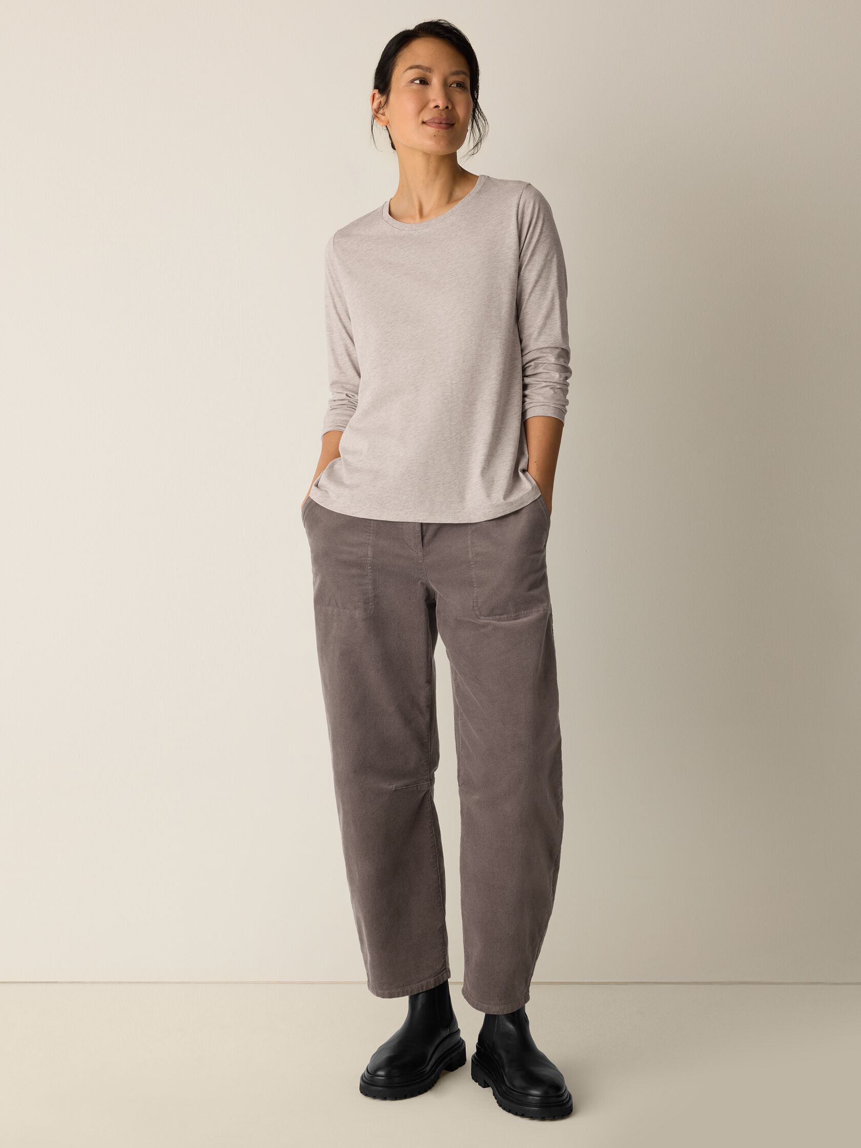 Mélange Fine Organic Cotton Jersey Round Neck Tee