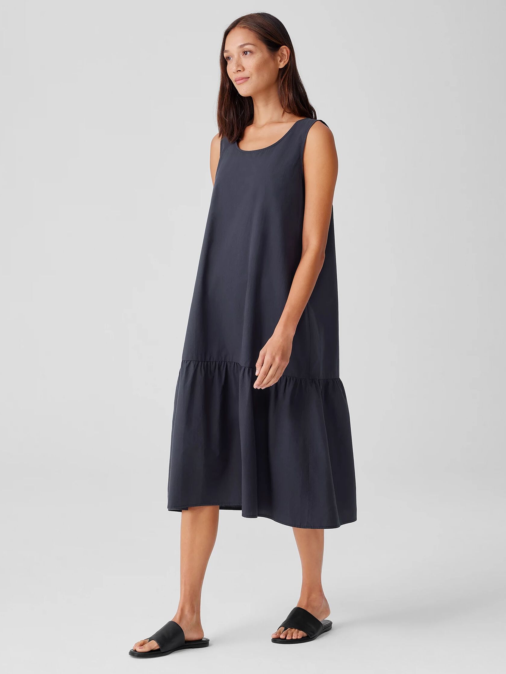 Washed Organic Cotton Poplin Tiered Dress