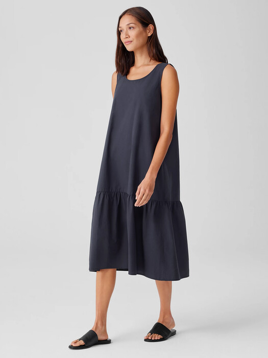 Washed Organic Cotton Poplin Tiered Dress