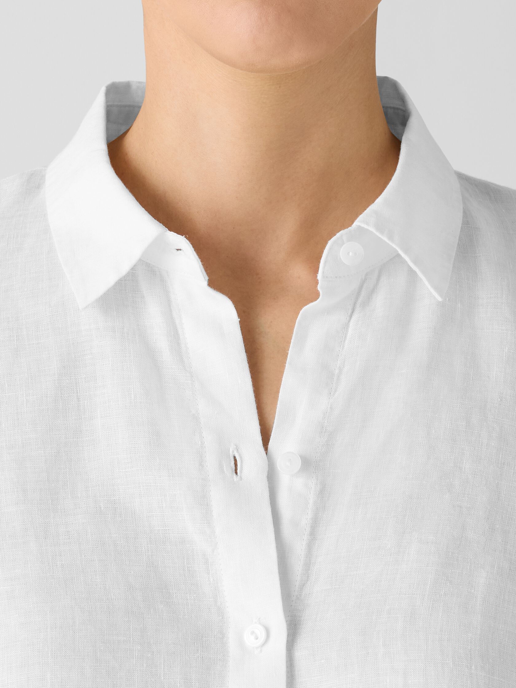 Organic Handkerchief Linen Classic Collar Short Shirt
