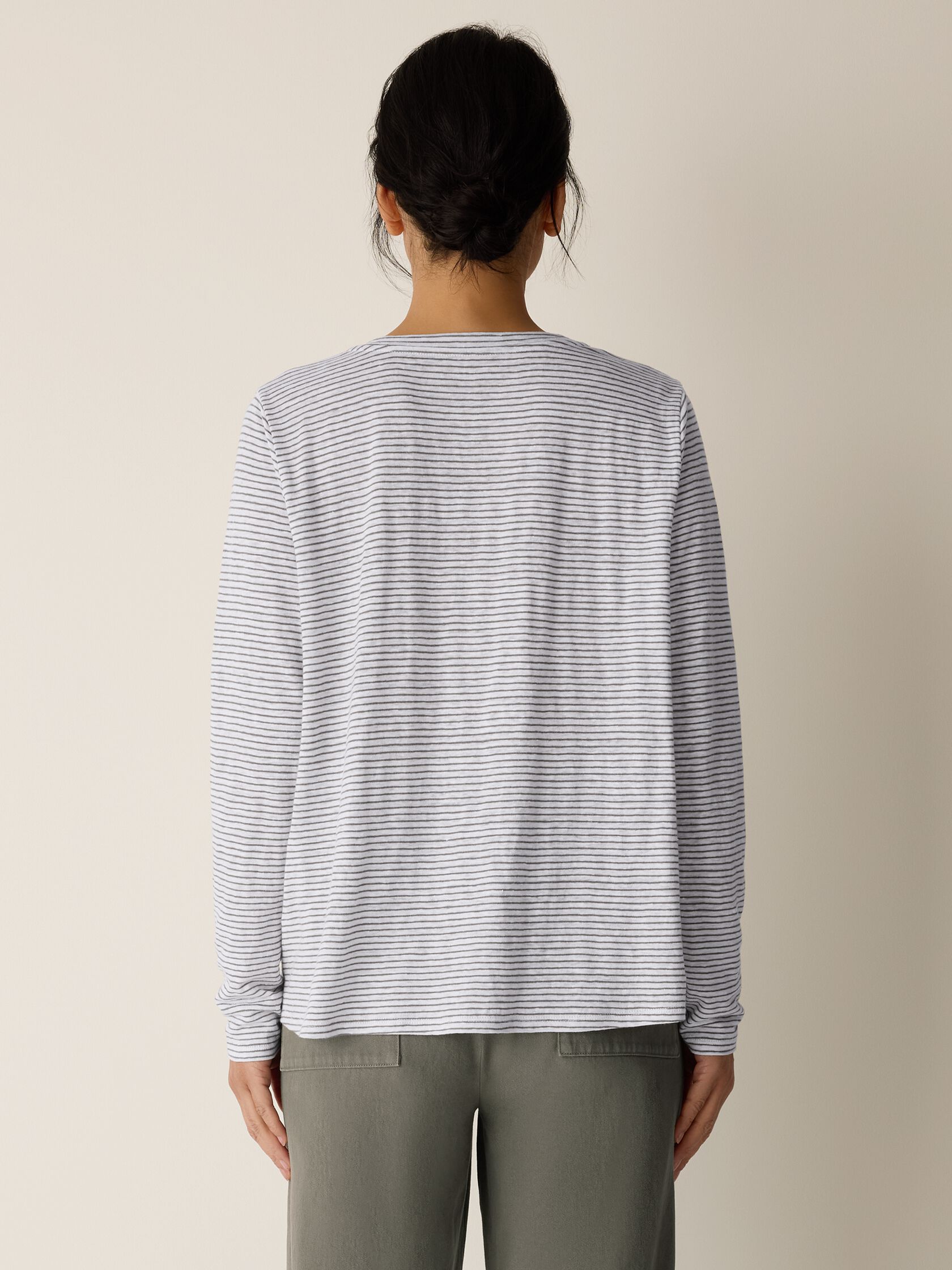 Striped Organic Linen Jersey Long-Sleeve Tee