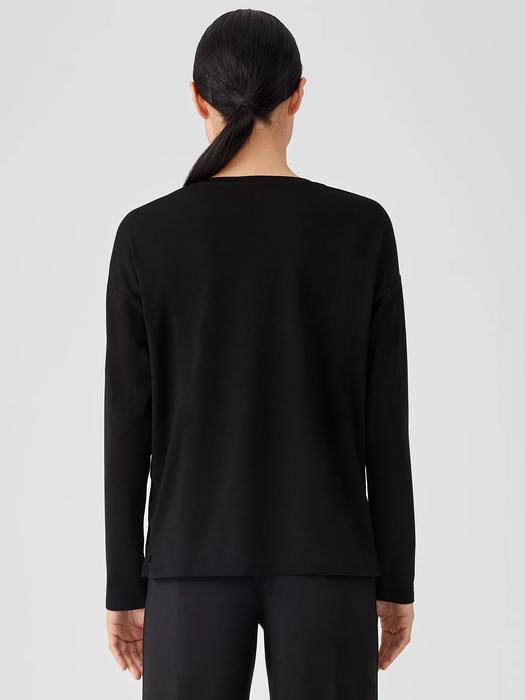 Stretch Jersey Knit Side-Zip Box-Top