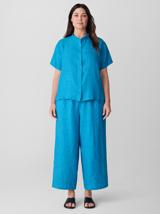 Washed Organic Linen Délavé Wide-Leg Pant