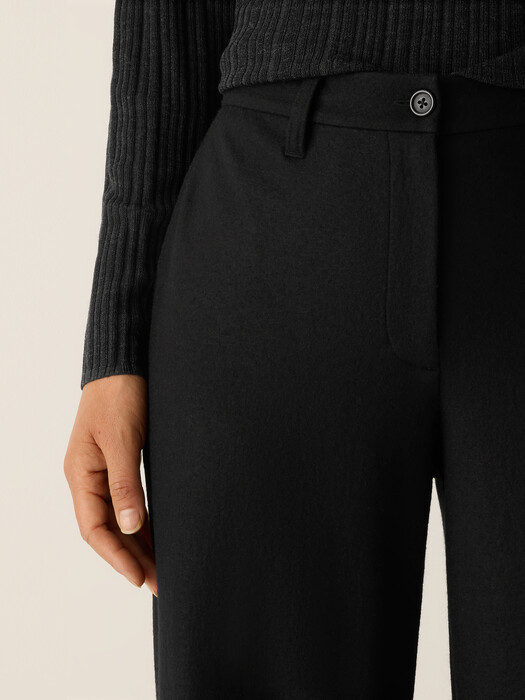 Felted Wool Jersey Wide-Leg Trouser