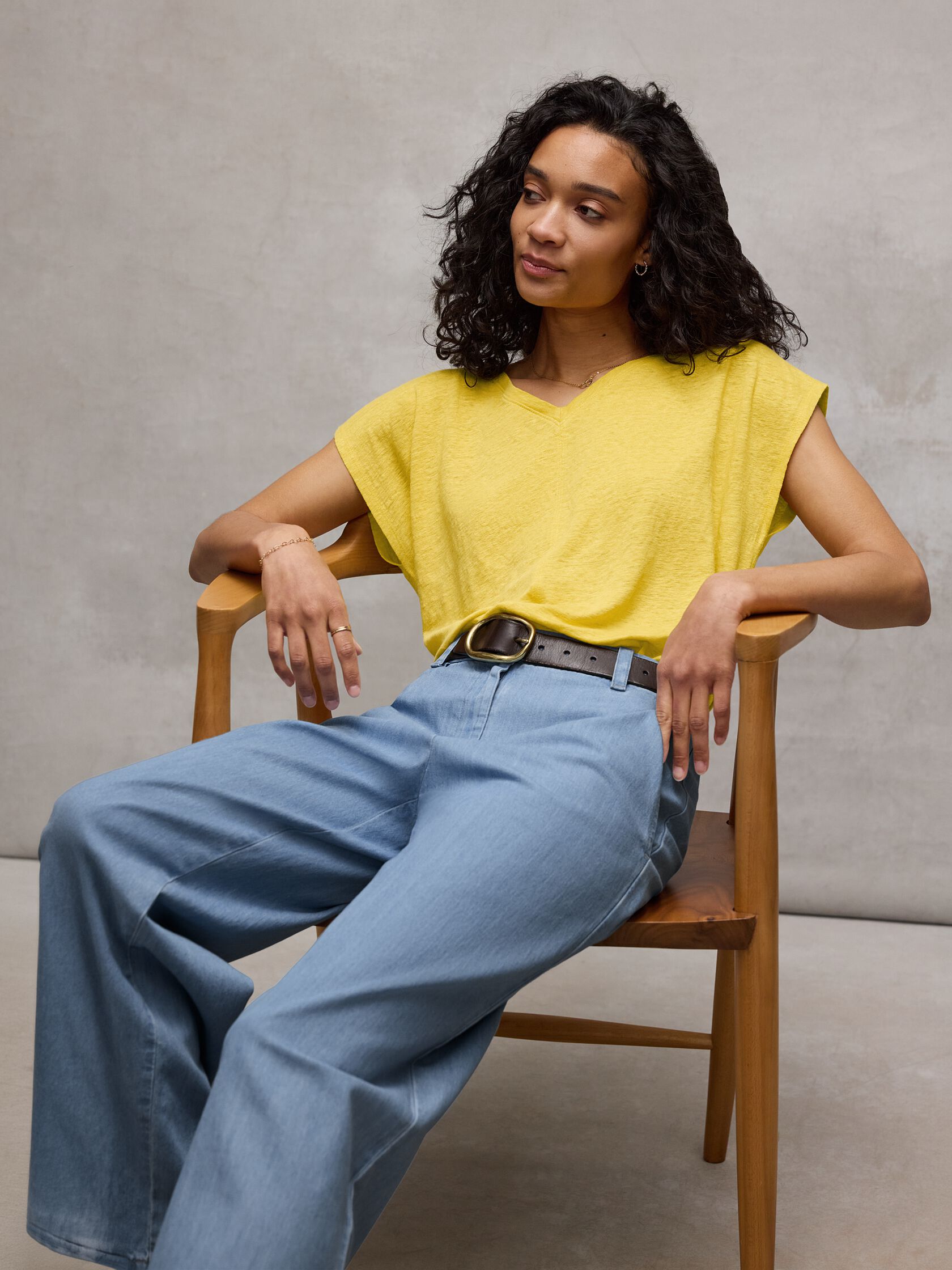 Organic Linen Jersey V-Neck Tee