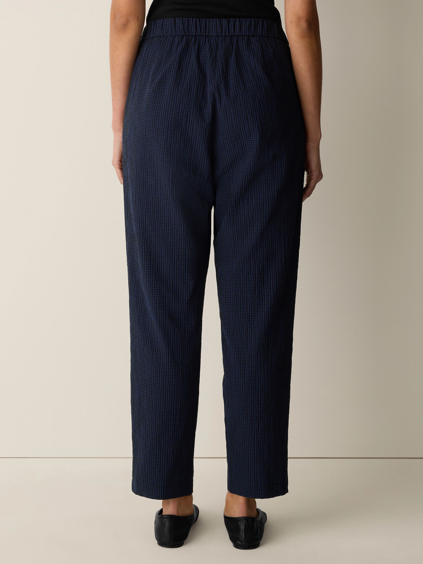 Organic Cotton Pucker Check Tapered Pant