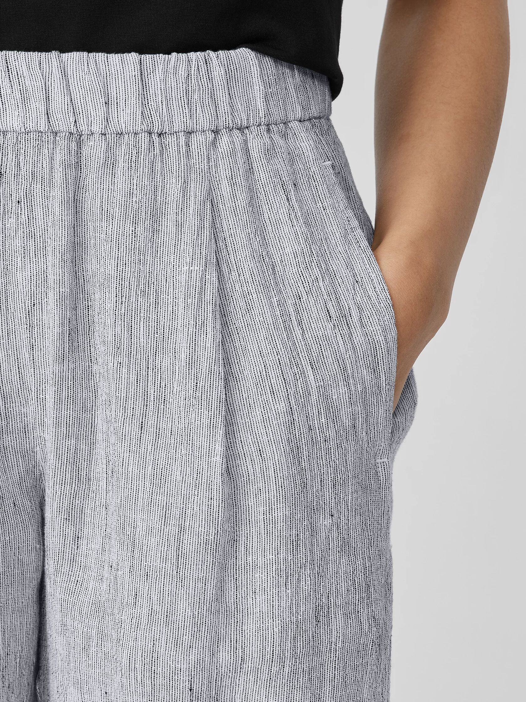 Striped Organic Linen Crinkle Lantern Pant