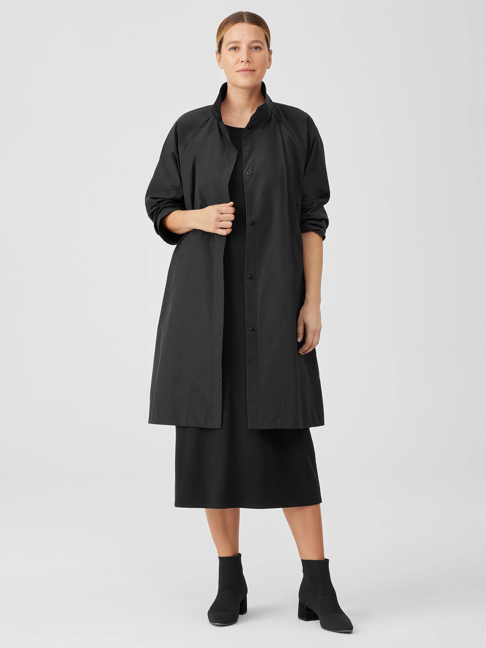 Light Cotton Nylon Stand Collar Coat