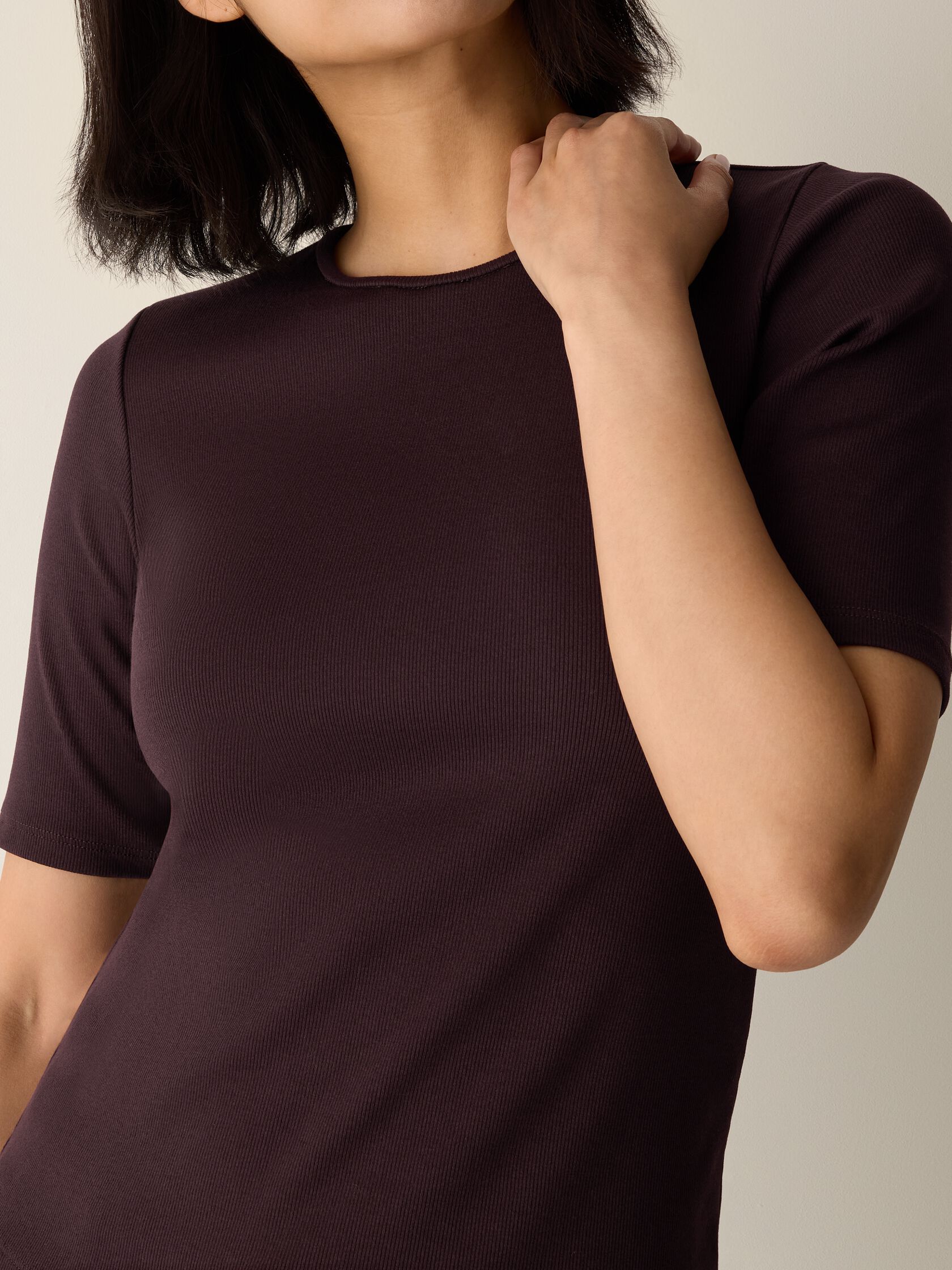 Organic Cotton Stretch Rib Crew Neck Tee